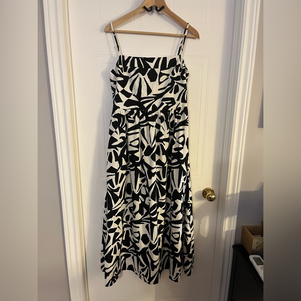 # 53- Rachel Zoe Black and White Abstract Maxi Dress
